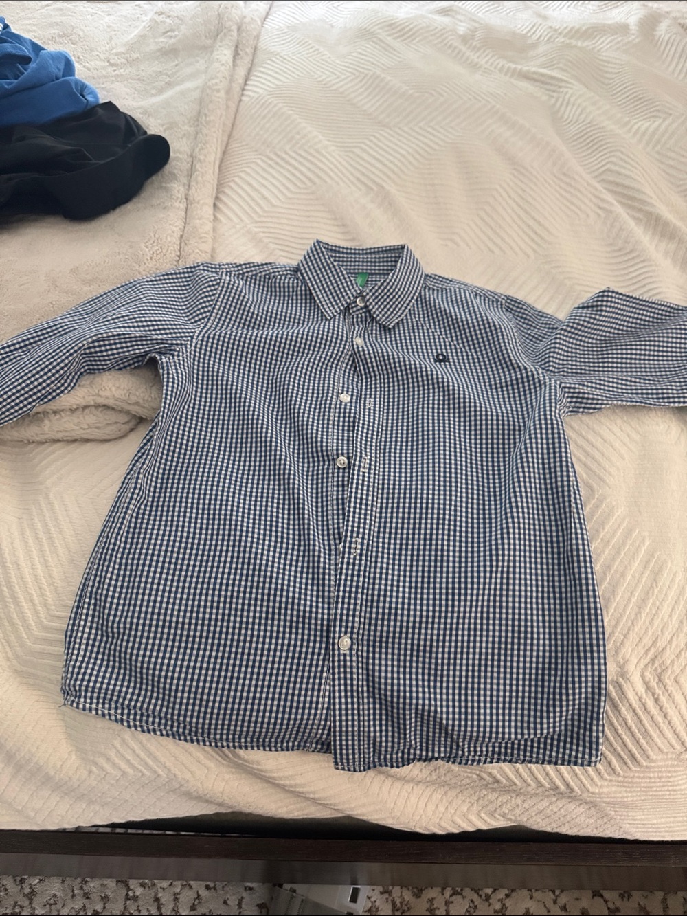 United Colors Of Benetton Blue Gingham Button-Down Shirt